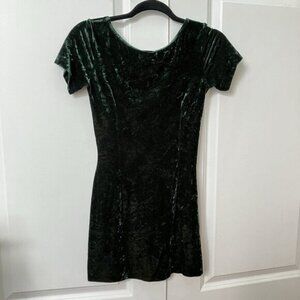 Vintage Jacob Mini Dress Womens S Green Crushed Velvet Low Back 90s Whimsygoth
